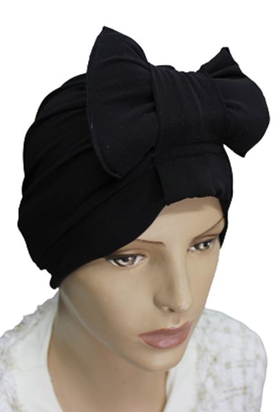 eflin Women's Hijab Clothing Black with Bonnet Bow