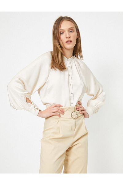 Koton Women's Ecru Collar Shirt