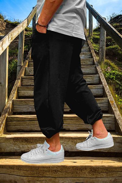 Black Horse Fashion Μαύρο Oversize Φούτερ Φούτερ με ελαστικά πόδια Φαρδιά φούτερ
