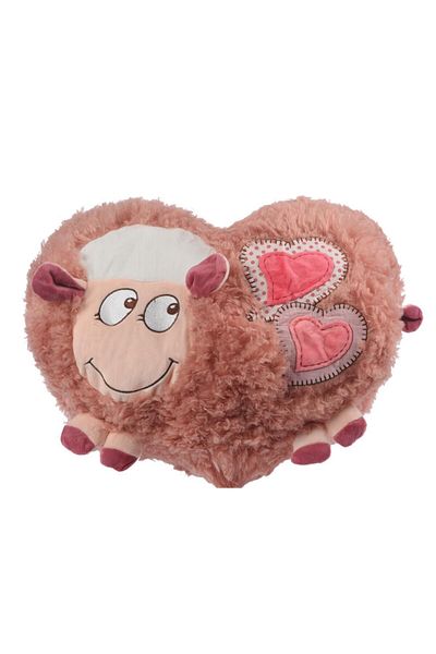 Sole Imported Heart Shaped Plush Lamb Hand Warming Pillow with Applique