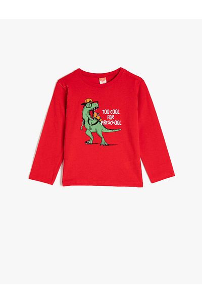 Koton Long Sleeve Crew Neck Printed T-Shirt