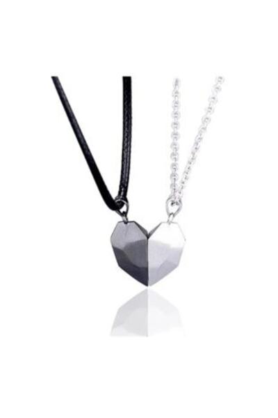 Girift Vintage Amity Mıknatıslı Kolye, Sevgili Kolyesi, Arkadaşlık Kolyesi , Best Friend Kalpli Kolye 2li