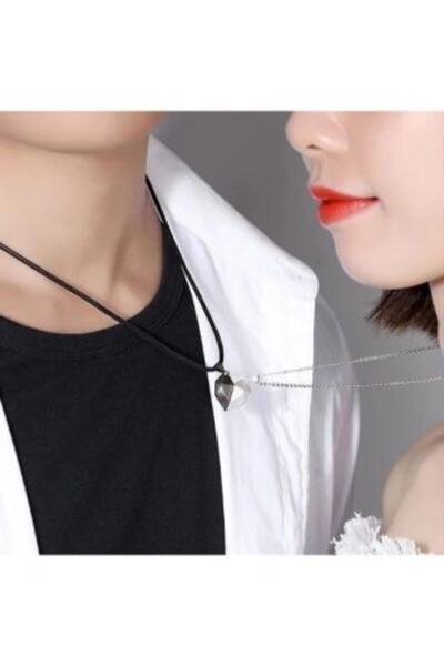 Girift Vintage Amity Mıknatıslı Kolye, Sevgili Kolyesi, Arkadaşlık Kolyesi , Best Friend Kalpli Kolye 2li