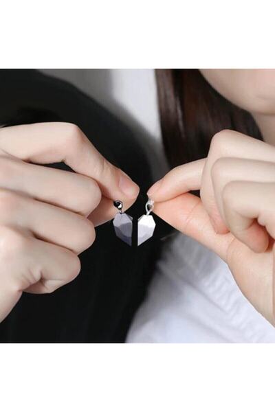 Girift Vintage Amity Mıknatıslı Kolye, Sevgili Kolyesi, Arkadaşlık Kolyesi , Best Friend Kalpli Kolye 2li