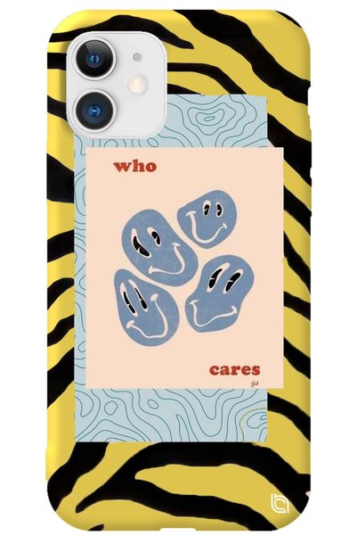 WANNA PROTECT iPhone 11 Yellow Colored Who Cares Velvet Patterned Silicone Ph...