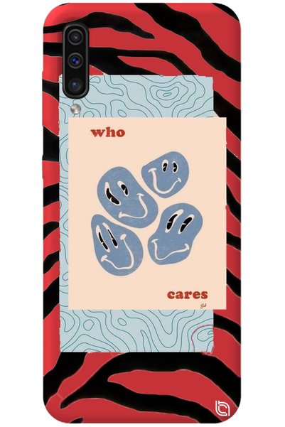 WANNA PROTECT Samsung Galaxy A70 Red Color Who Cares Velvet Patterned Silicon...