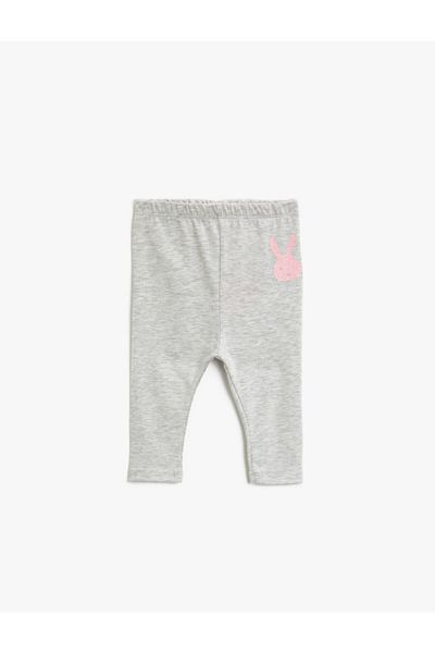 Koton Baby Girl Cotton Glittery Printed Normal Waist Tracksuit Bottoms