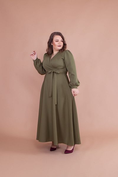 Bidoluelbise Γυναικείο Φόρεμα Χακί Plus Size Maxi Length