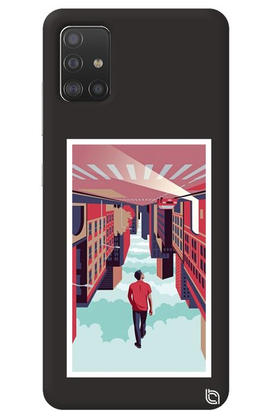 WANNA PROTECT Samsung A51 Black Color Reverse City Velvet Patterned Silicone ...