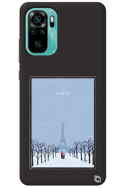 WANNA PROTECT Xiaomi Redmi Note 10 Black Color Paris Poster Velvet Patterned ...