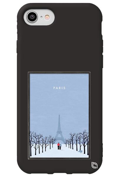 WANNA PROTECT iPhone 7 Black Color Paris Poster Silicone Phone Case with Velv...