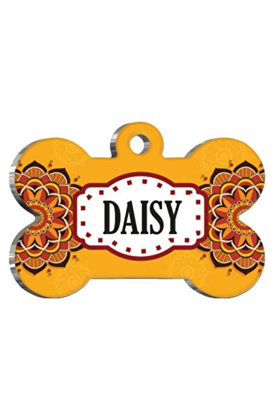 Pet Tag Art علامة ماندالا برتقالية منقوشة للقطط والكلاب مقاس كبير جدًا 3.3 × ...