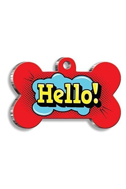 Pet Tag Art علامة Hello على شكل عظمة للكلاب صغيرة: 2.1 × 3.1 سم