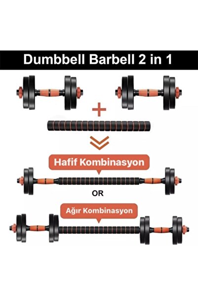 HEPİTOP Halter Ve Dambıl Seti Fonksiyonel Ağırlık Ve Vücut Geliştirme Aleti 15 Kg
