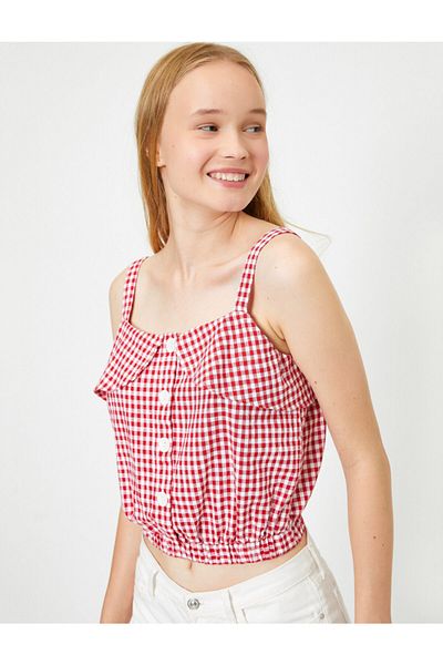 Koton Ruffle Detailed Strappy Sleeveless Crop Blouse