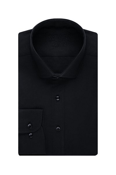 SÜVARİ Slim Fit Μαύρο Ανδρικό Πουκάμισο