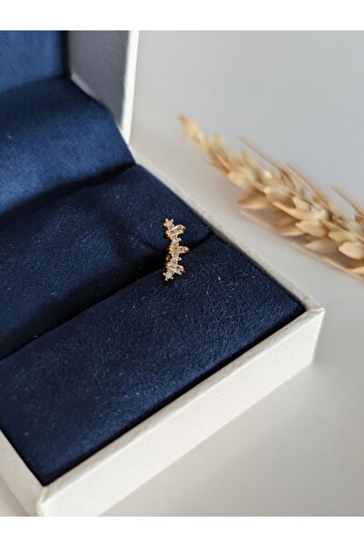SU PERİSİ TAKI BİJUTERİ Cerrahi Çelik Gold Zirkon Sıra Taşlı Piercing , Tragus