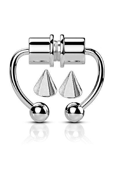 Market66 Women's Silver Color Zircon Jewelled Nose Tip Earrings Compression Speed Piercing Piercing