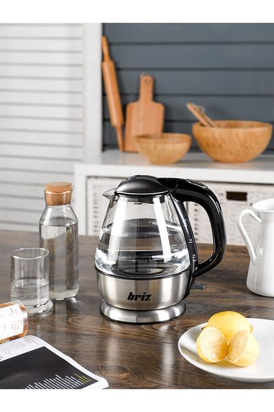 BRİZ Br711 Inox Water Heater - Glass Kettle