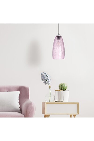 Vogue Eva Aydınlatma Modern Tekli Cam Sarkıt Çatlatma Desen Lila Rengi Tekli ...