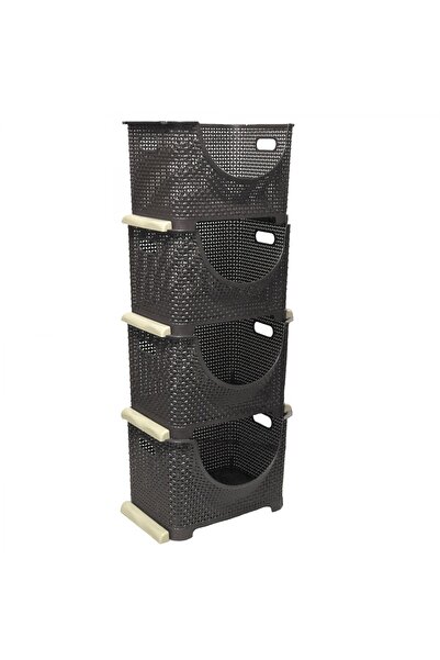 RomanoSet Plastik Romanoset Örgü Desenli Sökülebilir 4 Raflı Plastik Hobi Seb...