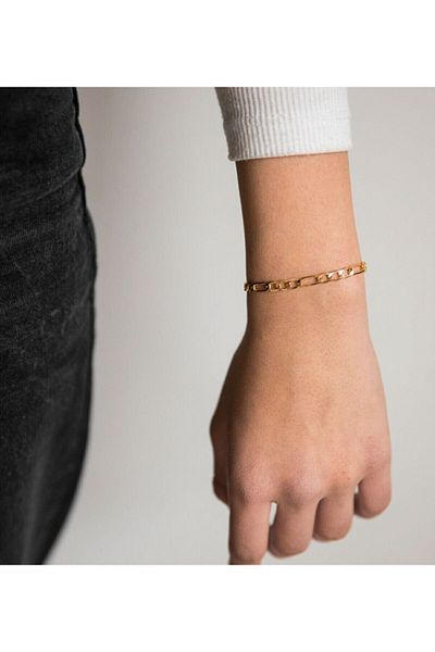 The Collection Unisex Gold Figaro Steel Bracelet