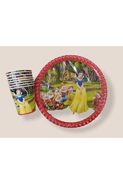Çetinkaya Süs Snow White Themed Paper Plate Cup Set 8 Pieces