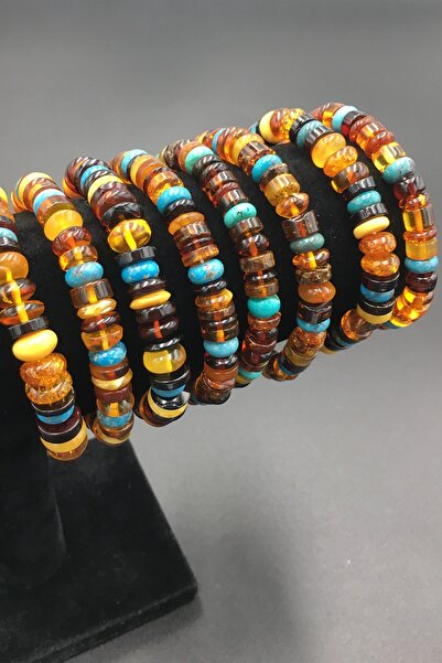 İpek Kehribar Sertifikalı Turkuaz Baltık Damla Kehribar Mix Model Yetişkin Ke...