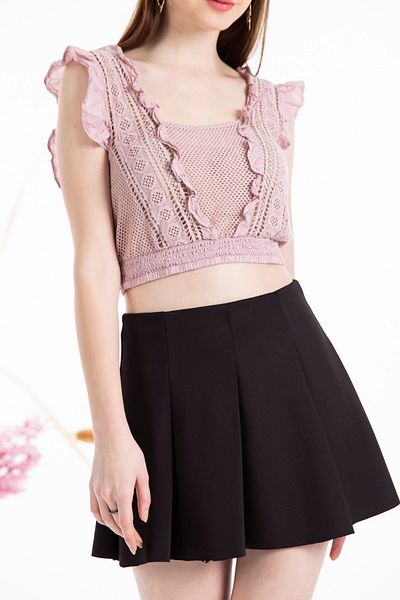 ladyzey Fustă mini plisată neagră