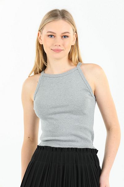citadium Γυναικεία αμάνικη Crop μπλούζα σε γκρι καμιζόλα