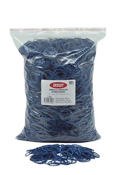 ekoset حزمة مطاطية التعبئة والتغليف مشبك عملة مطاطية 40 مم أزرق 1 كجم