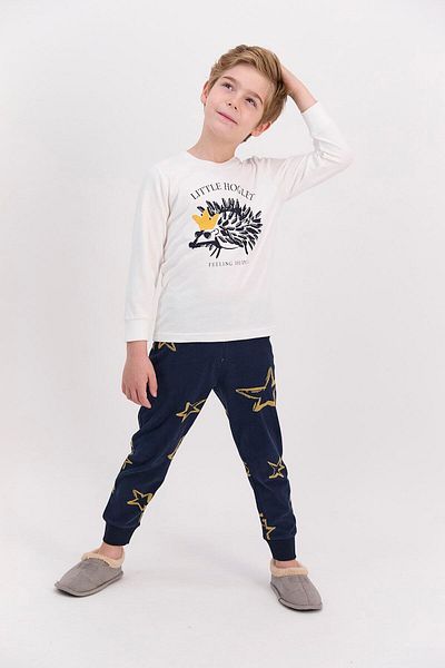 Arnetta Little Hoglet Cream Boy Long Sleeve Pajama Set