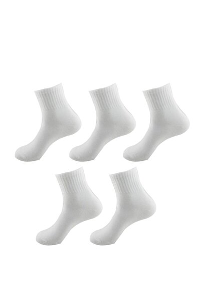 çorapmanya 5 Çift Kadın Beyaz Kolej Tenis Çorap
