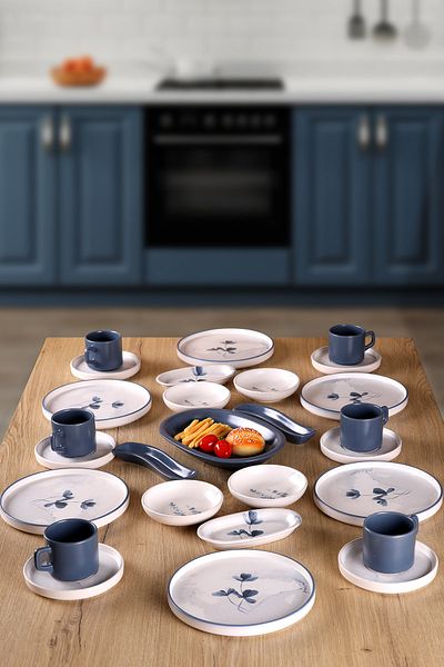 Keramika Blue Magic Clover Model 27 Piece Breakfast Set for 6 Persons