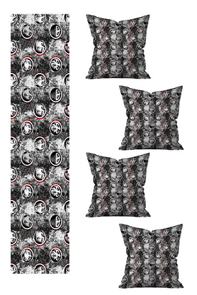 LadiesHome Set de cu imprimeu huse pentru perne și șală cu design cu două feț...