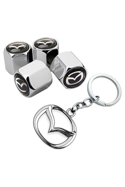 GARDENAUTO غطاء صمام ملون من الكروم من سلسلة Mazda B مع 4 قطع وسلسلة مفاتيح م...