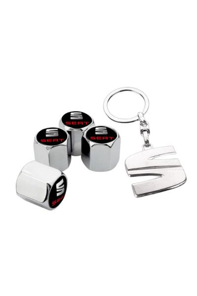 GARDENAUTO غطاء صمام ملون من الكروم 4 قطع وسلسلة مفاتيح من الكروم