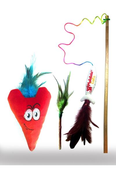 MATATABİ CATS Funny Set Cat Fishing Rod, Cat Chew Stick, Plush Cat Toy with Sound (does not contain catnip)