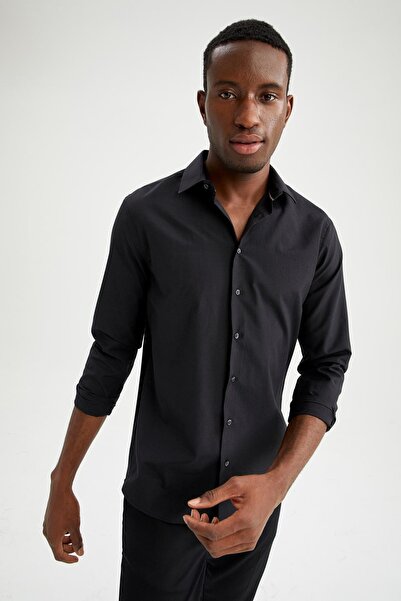 DeFacto Μακρυμάνικο πουκάμισο πόλο με λαιμόκοψη με λεπτή εφαρμογή