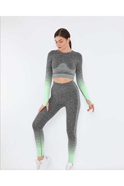 MAGZA Gray Green Recovery Push Up Long Leggings Set