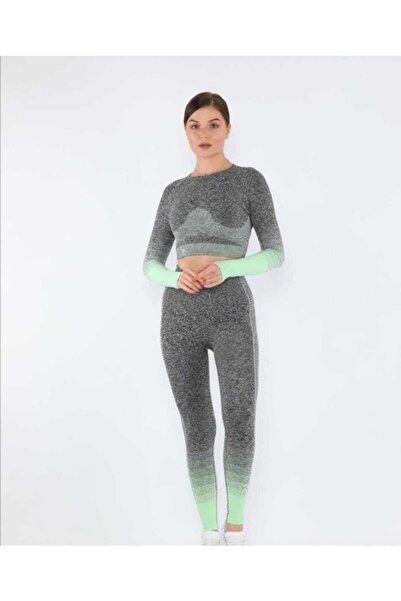 MAGZA Gray Green Recovery Push Up Long Leggings Set