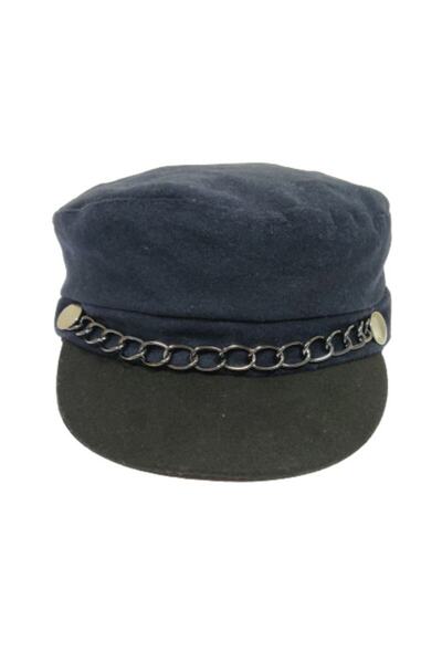 AXE SPORTSWEAR Women's Winter Sailor Type Captain Cap Hat with Chain Detail