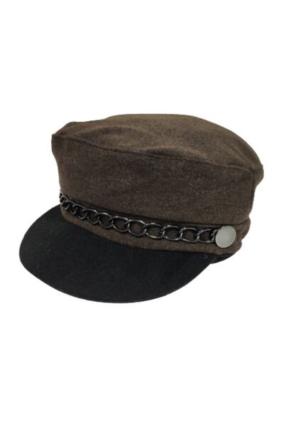 AXE SPORTSWEAR Women's Winter Sailor Type Captain Cap Hat with Chain Detail