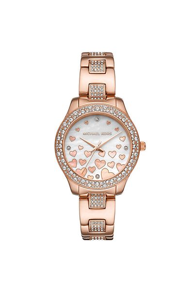 Michael Kors Michael Kors Women's Liliane Three-Hand, Rose Gold-Tone Stainless Steel Watch, MK4597