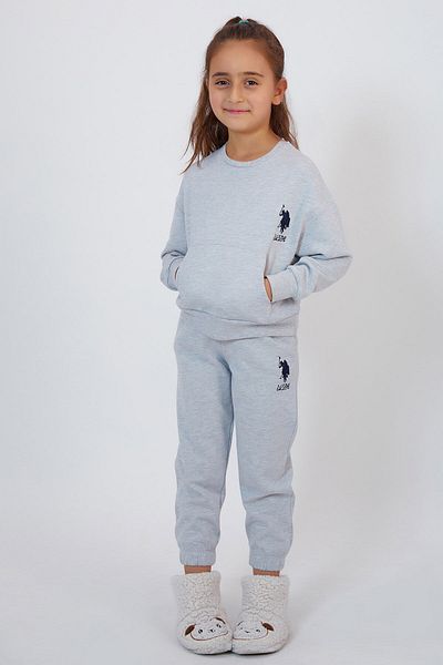 U.S. Polo Assn. U.S. Polo Assn Girl's Dark Grimelange Basic Crew Neck Double Set