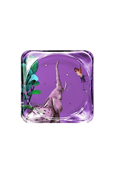 VİTELLİ العجائب الأرجواني الفيل الزجاج كوستر