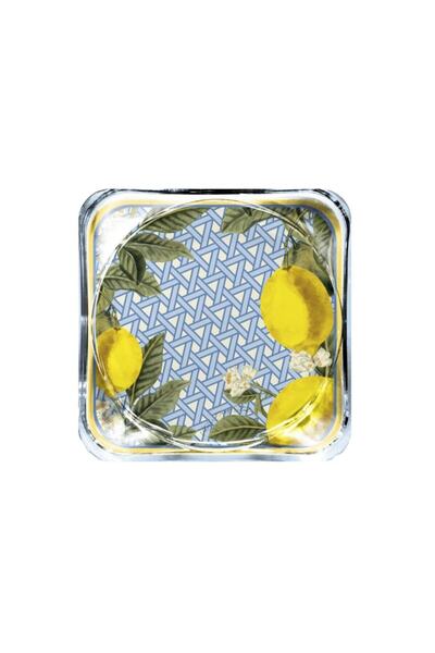 VİTELLİ Hazeran Lemon Patterned Glass Coaster