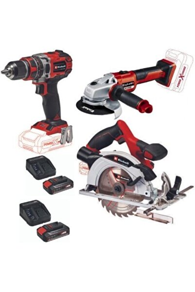 Einhell Te-cd 18/50 Li-i Vidalama Te-cs 18/165/1 Daire Testere Axxio Avuç Taşlama 2x2.5ah Akülü Set