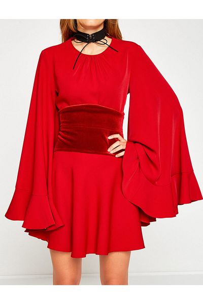 Koton Women's Red Mini Dress 8KAK84018ZW
