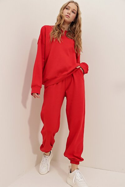 Trend Alaçatı Stili Trainingsanzug - Rot - Regular Fit